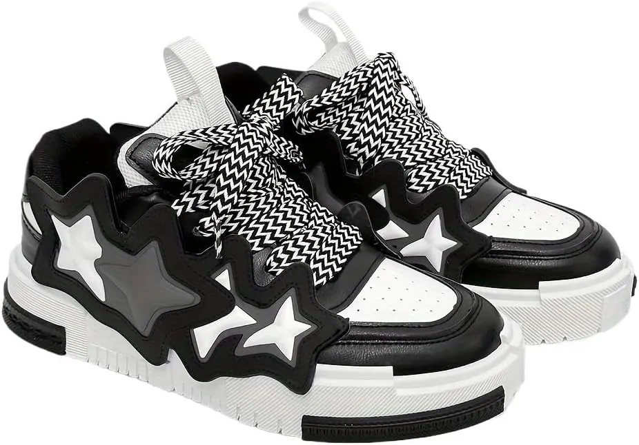Men's Trendy Street Style Colour Block Skateboard Shoes, Comfy Non Slip Durable Platform Sneakers for Men's Outdoor Activities