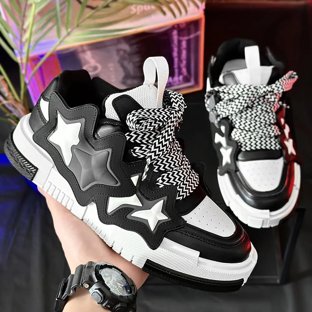 Men's Trendy Street Style Colour Block Skateboard Shoes, Comfy Non Slip Durable Platform Sneakers for Men's Outdoor Activities