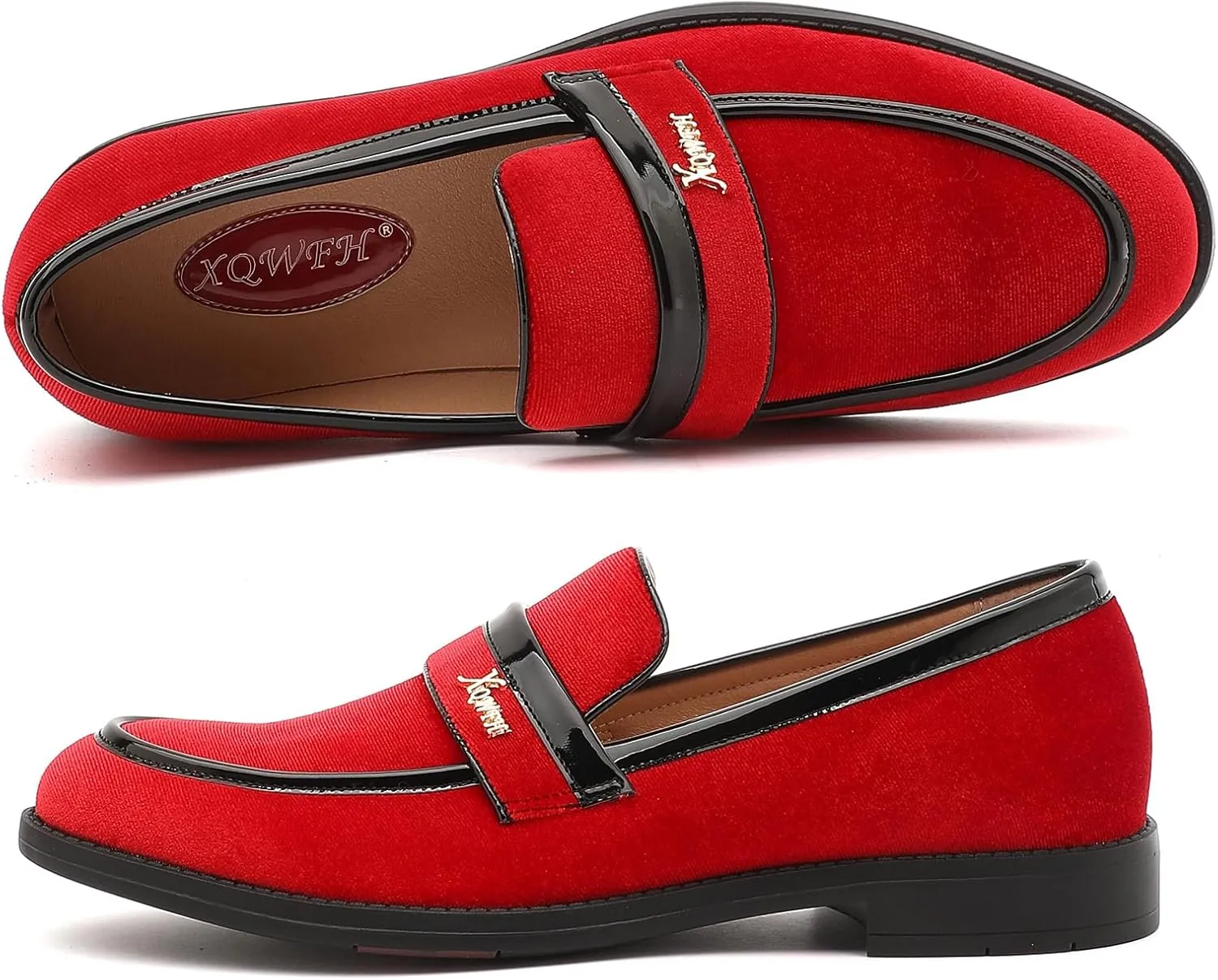 Mens Velvet Loafers, Men's Fashion Mens Dress Shoes Classic Loafers for Wedding Party Penny Dancing,Slip-On Flats Smoking Slippers Prom