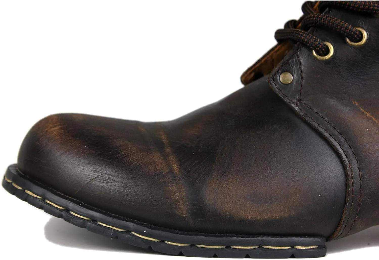 Men's Vintage Brown Chukka Boots Lace-up Motorcycle Casual Leather Dress Ankle Boot for Men Fashion CD-6015-2-Vintage Brown