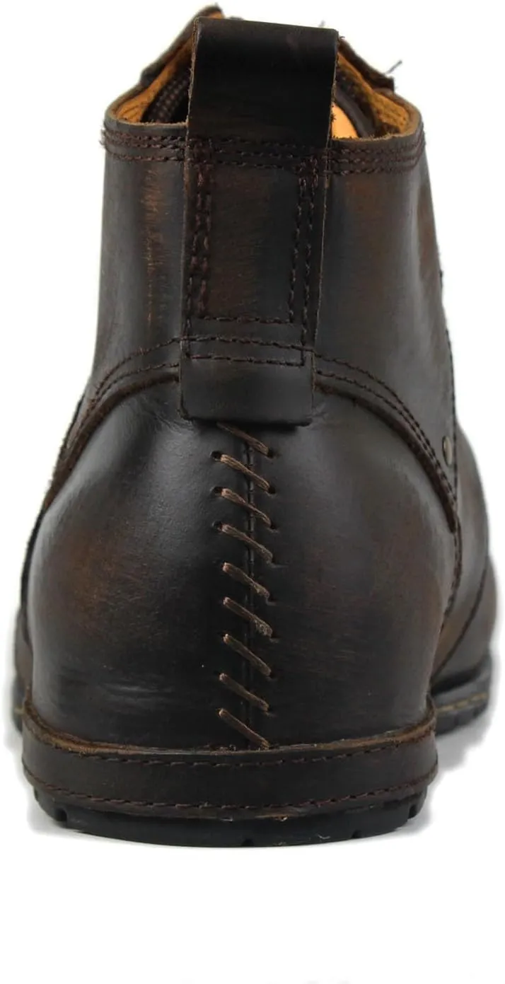 Men's Vintage Brown Chukka Boots Lace-up Motorcycle Casual Leather Dress Ankle Boot for Men Fashion CD-6015-2-Vintage Brown