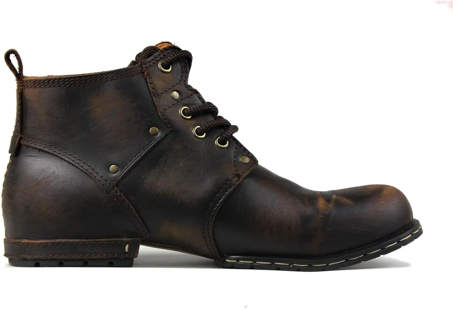 Men's Vintage Brown Chukka Boots Lace-up Motorcycle Casual Leather Dress Ankle Boot for Men Fashion CD-6015-2-Vintage Brown