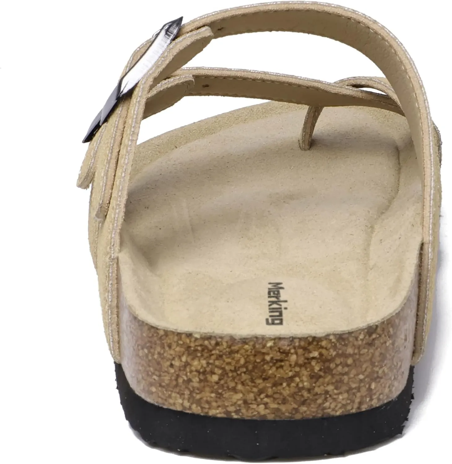 Merking Women's Slide Sandals with Cork Footbed Open Toe Adjustable Slip On Slippers Comfort Flat Summer