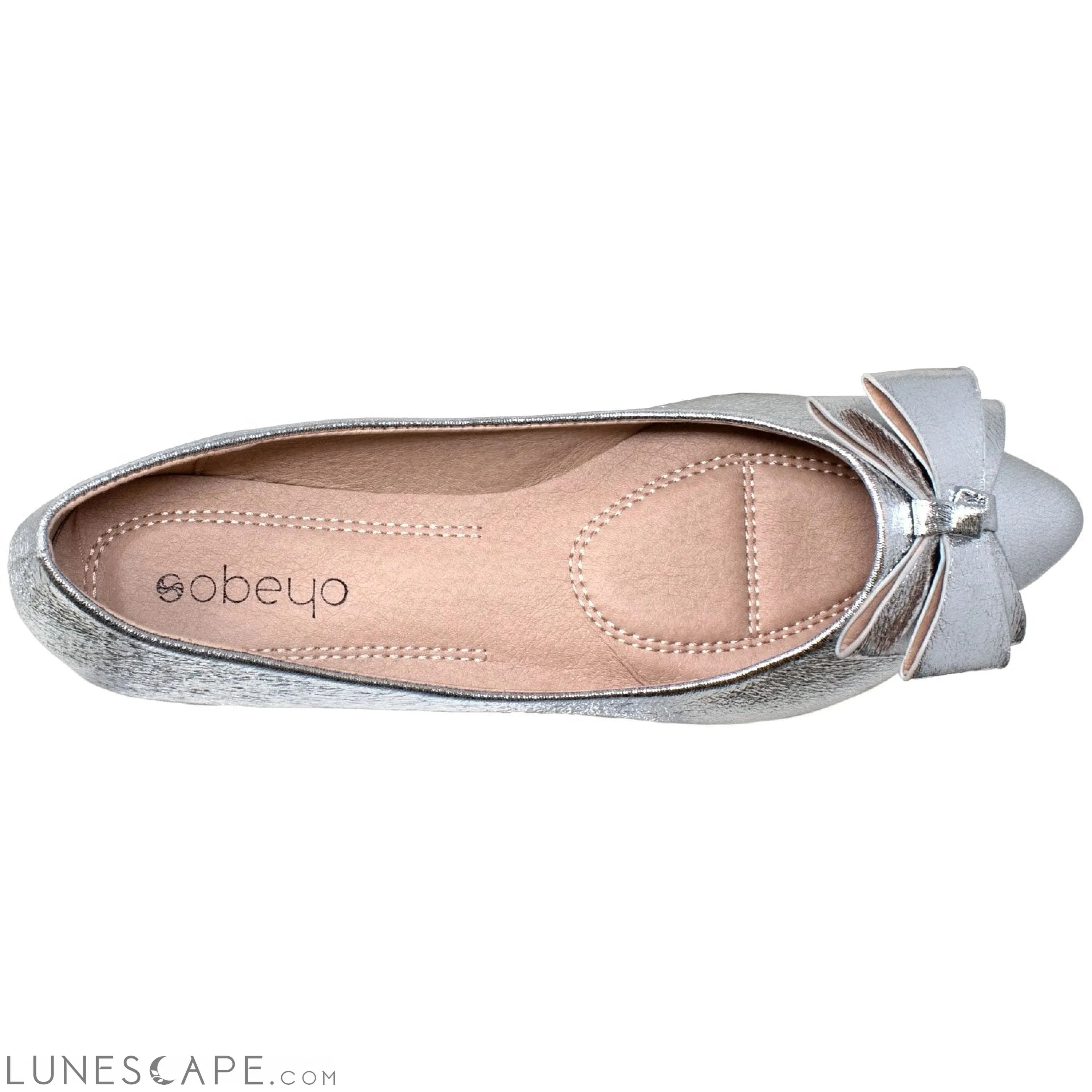 Metallic Bow Pointed Toe Ballet Flat