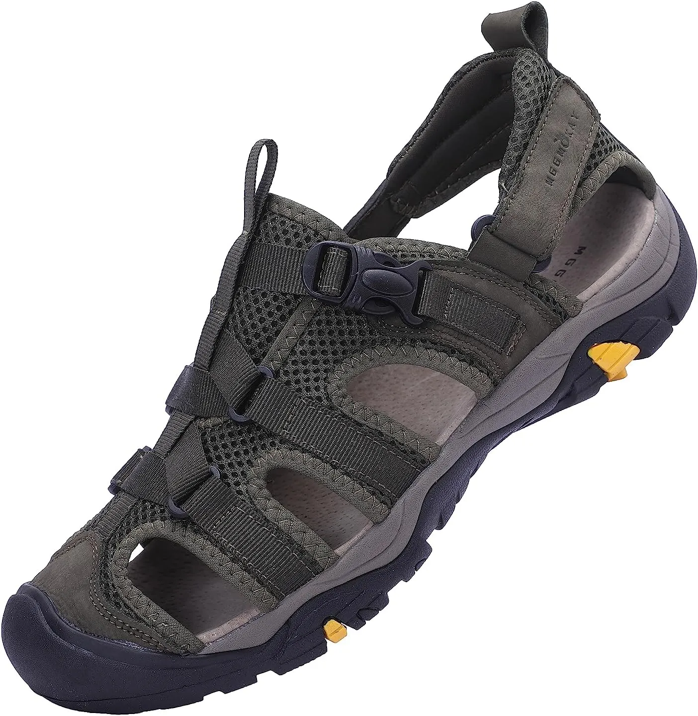 MGGMOKAY Men's Leather Closed Toe Sandals For Hiking Walking Water Beach Athletic Outdoor Fisherman Sandal