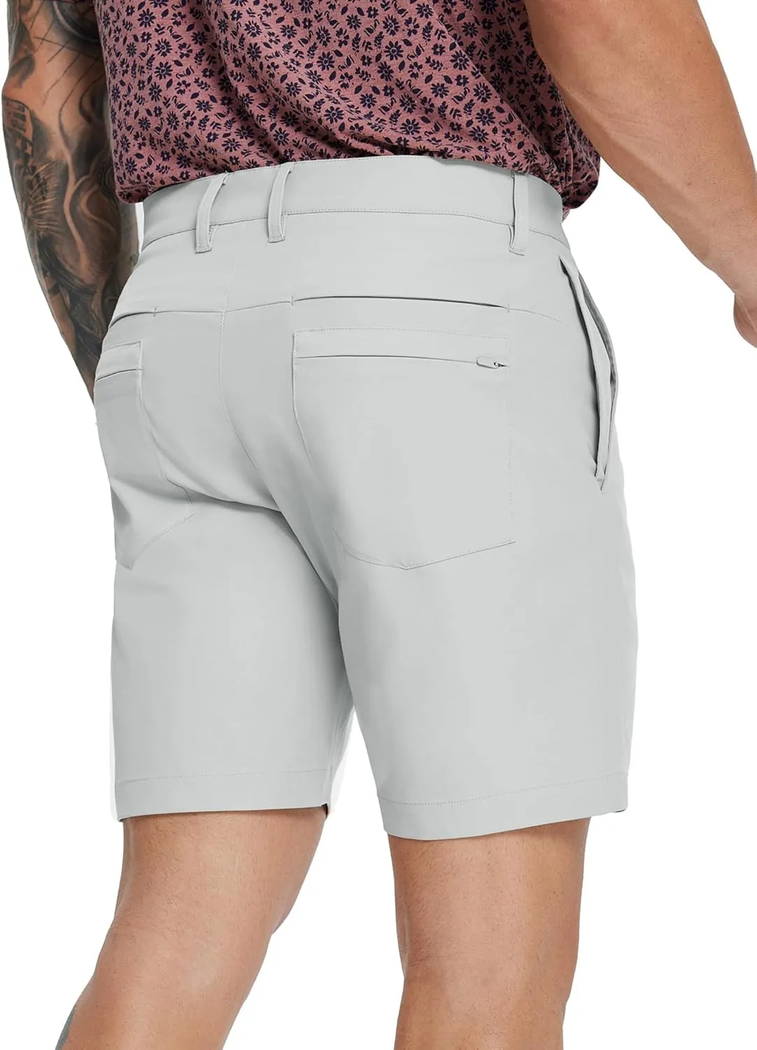 MICHEL ROUEN Golf Shorts Men 7" Solid 8 Pockets Lightweight Water-Resistant Flat Front Flex Stretch Casual Mens Dress Shorts