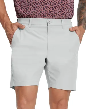 MICHEL ROUEN Golf Shorts Men 7" Solid 8 Pockets Lightweight Water-Resistant Flat Front Flex Stretch Casual Mens Dress Shorts