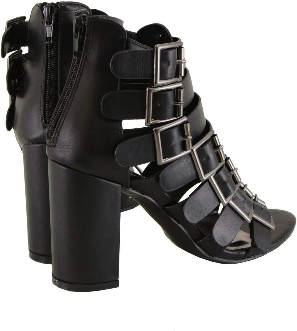 Milwaukee Leather MBL9420 Women's Black Fashion Casual Sandal with Straps and Block Heel