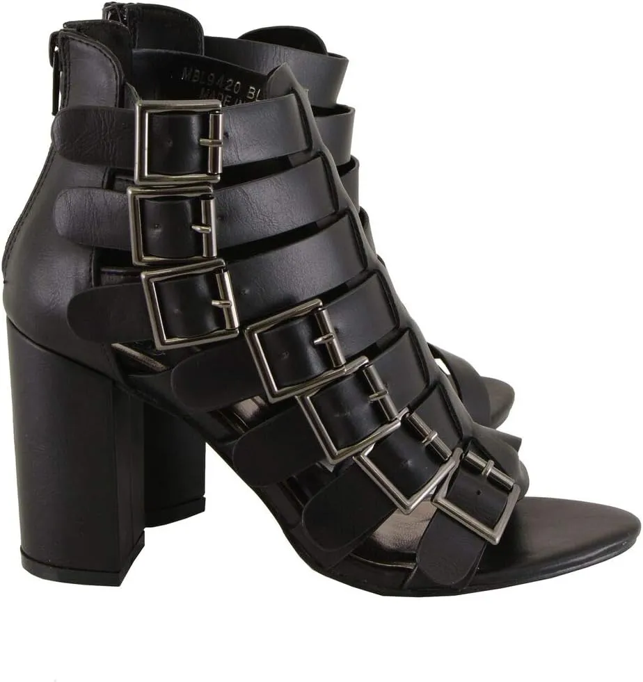 Milwaukee Leather MBL9420 Women's Black Fashion Casual Sandal with Straps and Block Heel