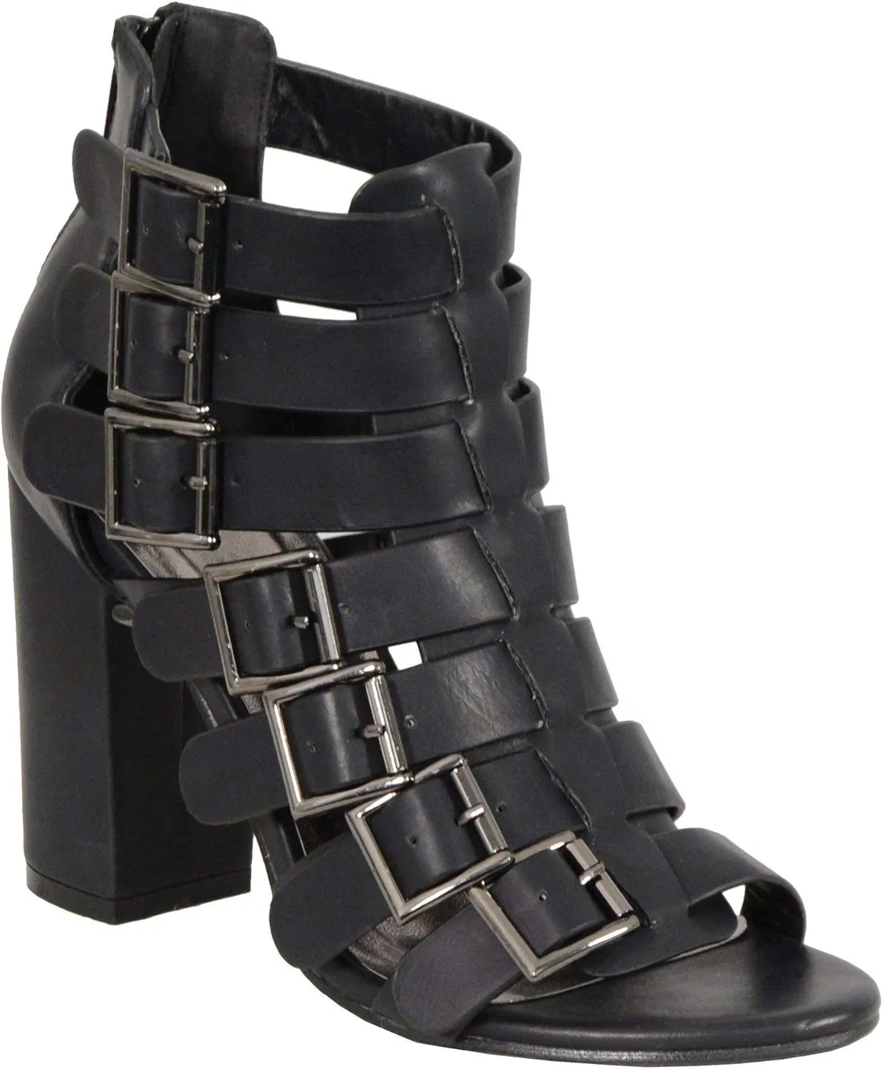 Milwaukee Leather MBL9420 Women's Black Fashion Casual Sandal with Straps and Block Heel
