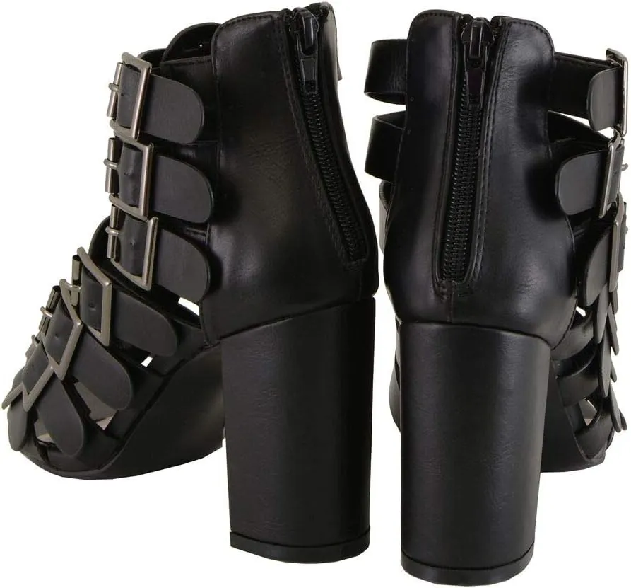 Milwaukee Leather MBL9420 Women's Black Fashion Casual Sandal with Straps and Block Heel