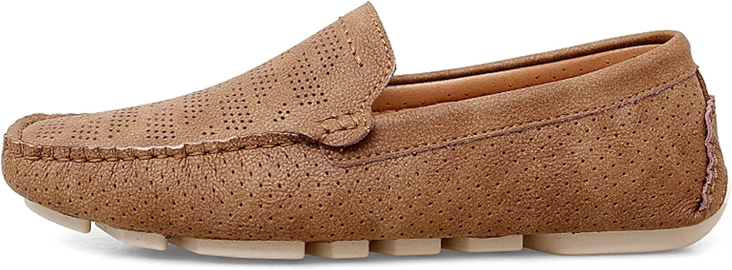 Minishion Boys Mens Casual Summer Shoes Slip on Perforated Breathable Penny Loafers Driver Moccasins YY006