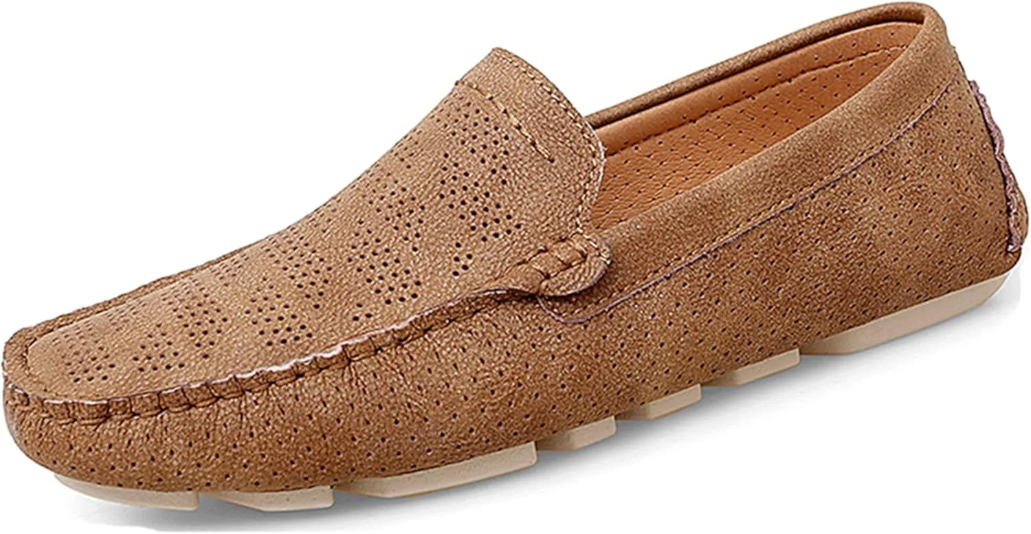 Minishion Boys Mens Casual Summer Shoes Slip on Perforated Breathable Penny Loafers Driver Moccasins YY006
