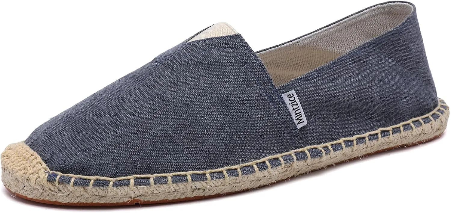 Mintzice Men's Solid Comfortable Slip on Canvas Espadrilles Flat