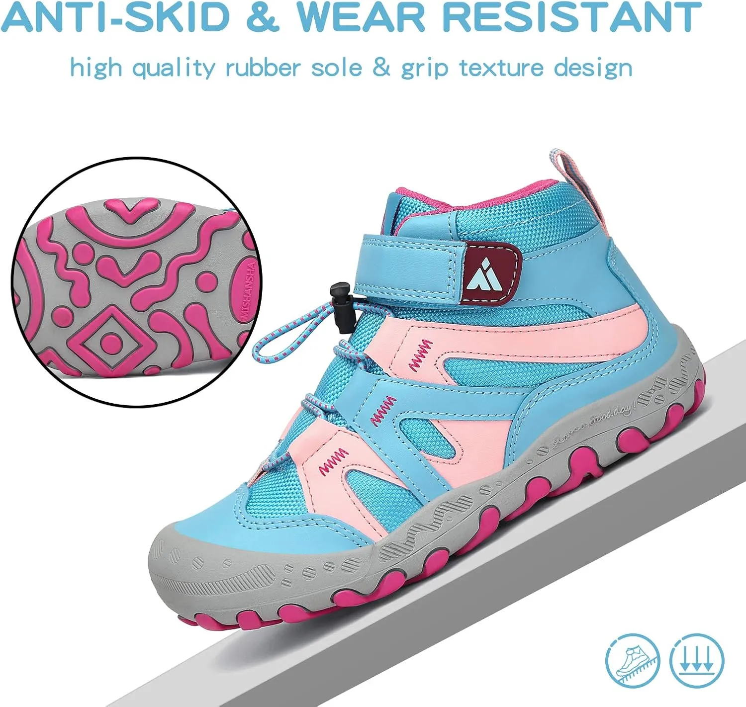 Mishansha unisex child Anti Collision Non Slip Sneaker Outdoor Trekking Hiking Shoe