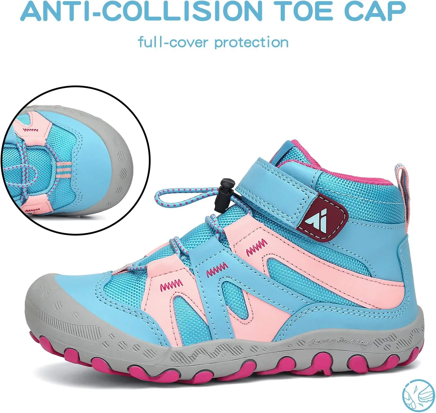 Mishansha unisex child Anti Collision Non Slip Sneaker Outdoor Trekking Hiking Shoe
