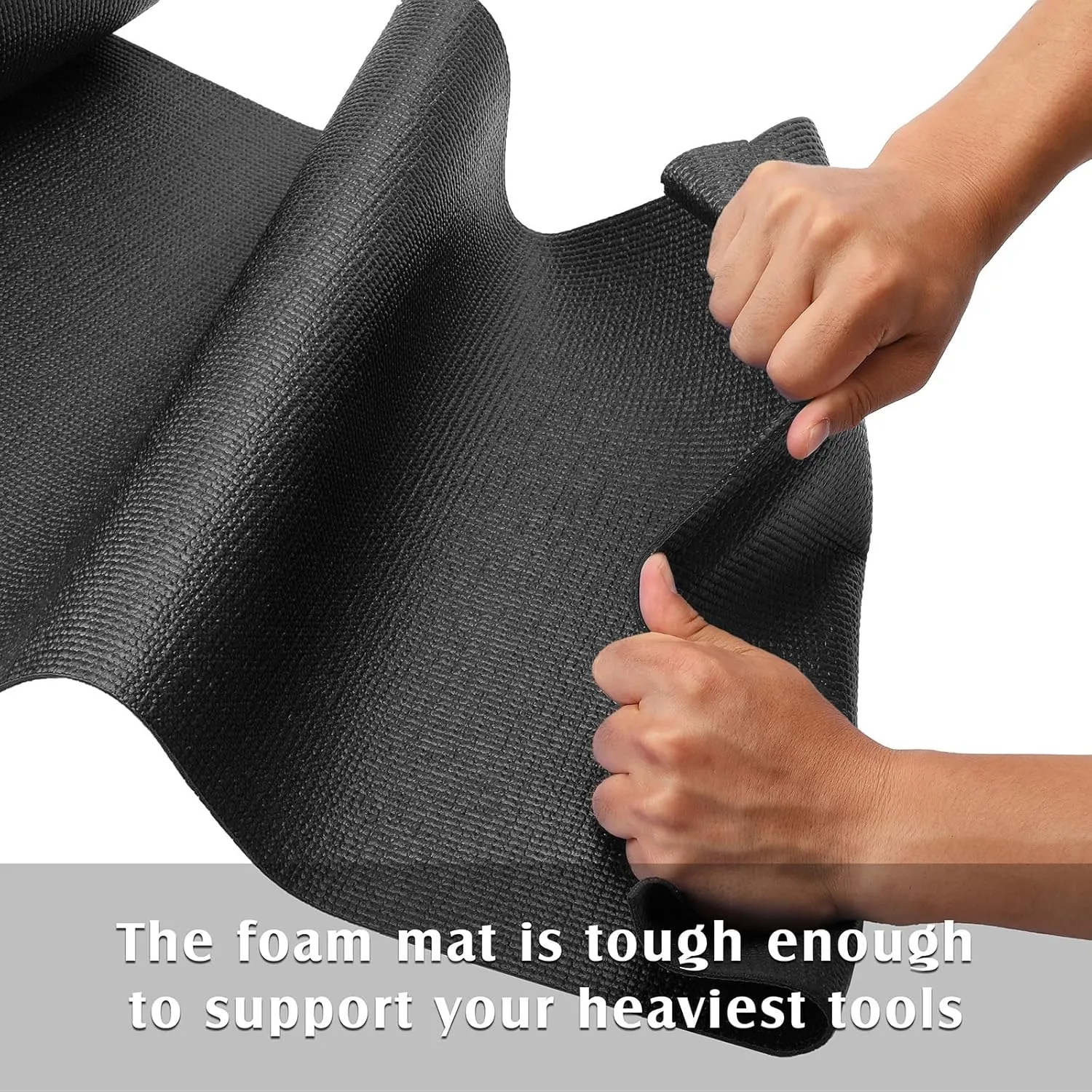 MIXPOWER 24 Inch Professional Tool Box Liner and Drawer Liner, 3mm Thickness, Easy Cut, Non-Slip Foam Rubber Toolbox Drawer Liner Mat - Adjustable Cabinet Liners, Black, 24 Inch x 24 Feet