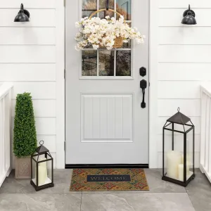 Mohawk Home Entryway Door Mat 1' 6" X 2' 6" All Weather Outdoor Non Slip Recycled Rubber Doormat, Tile Garden Welcome Navy Blue