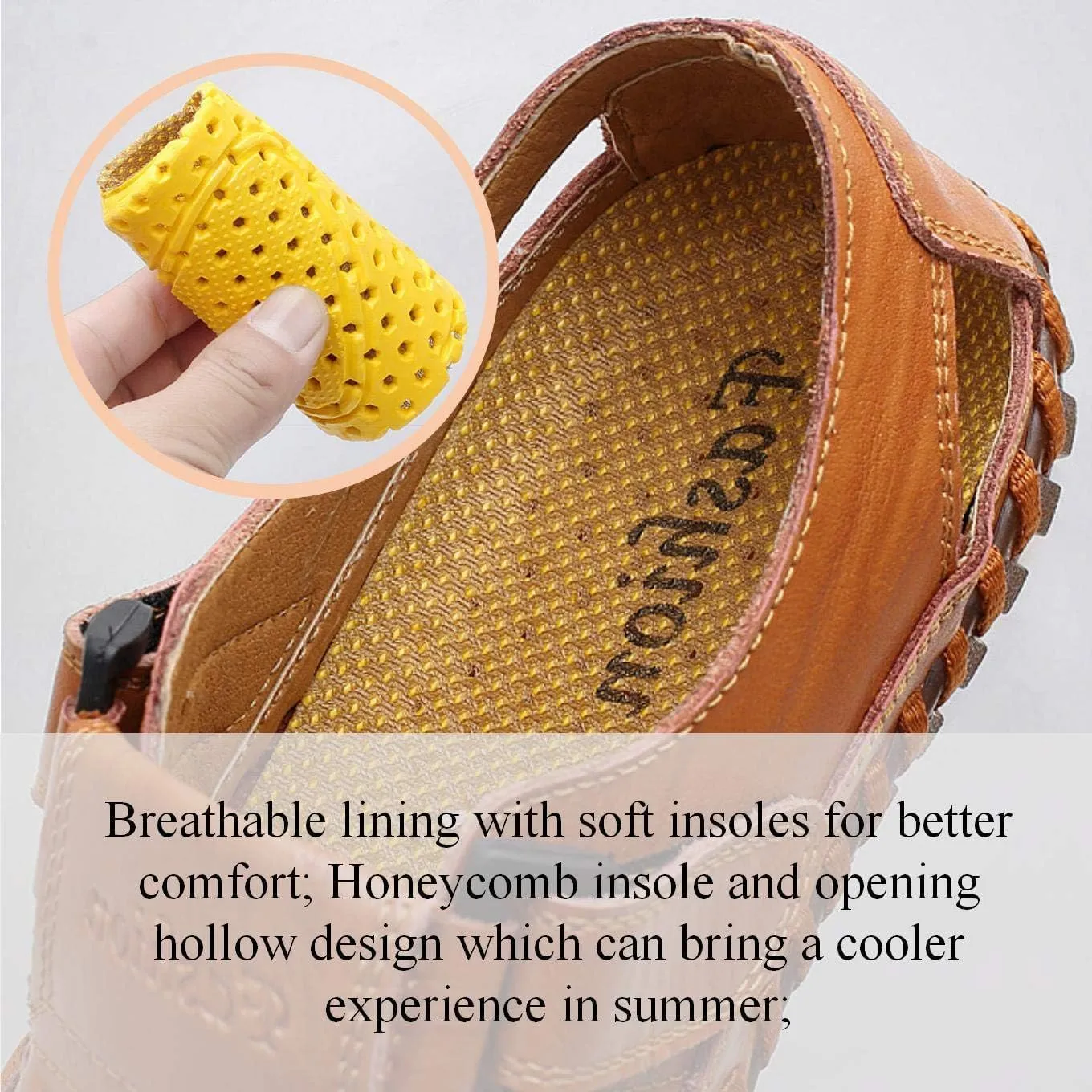 Moodeng Mens Sport Sandals Closed Toe Outdoor Fisherman Shoes Leather Summer Beach Loafters Breathable Anti-Slip