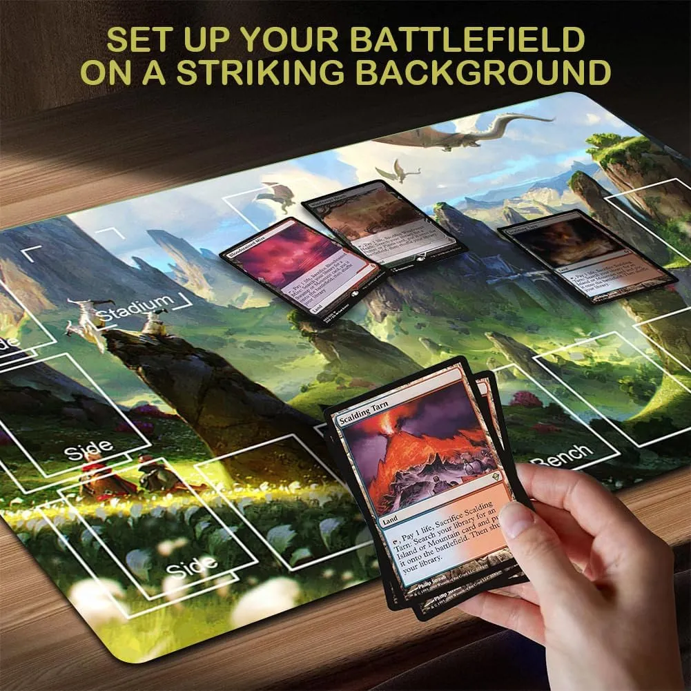MTG Playmat with Zones Magic Card Playmat Game Mat, TCG & CCG Card Games Mat 24 x 14 Inches (Landscape)