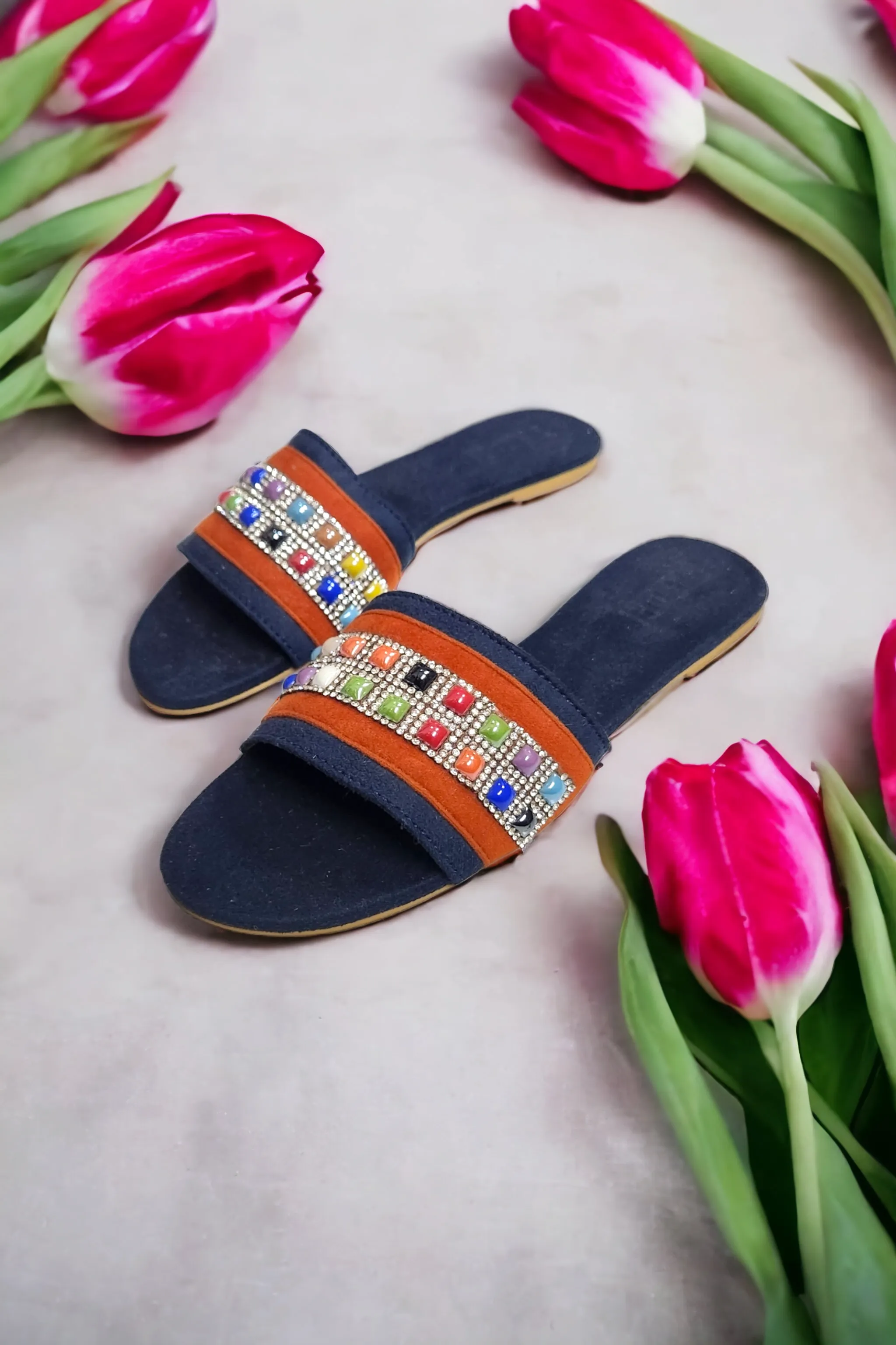 Multicolour studded slip on