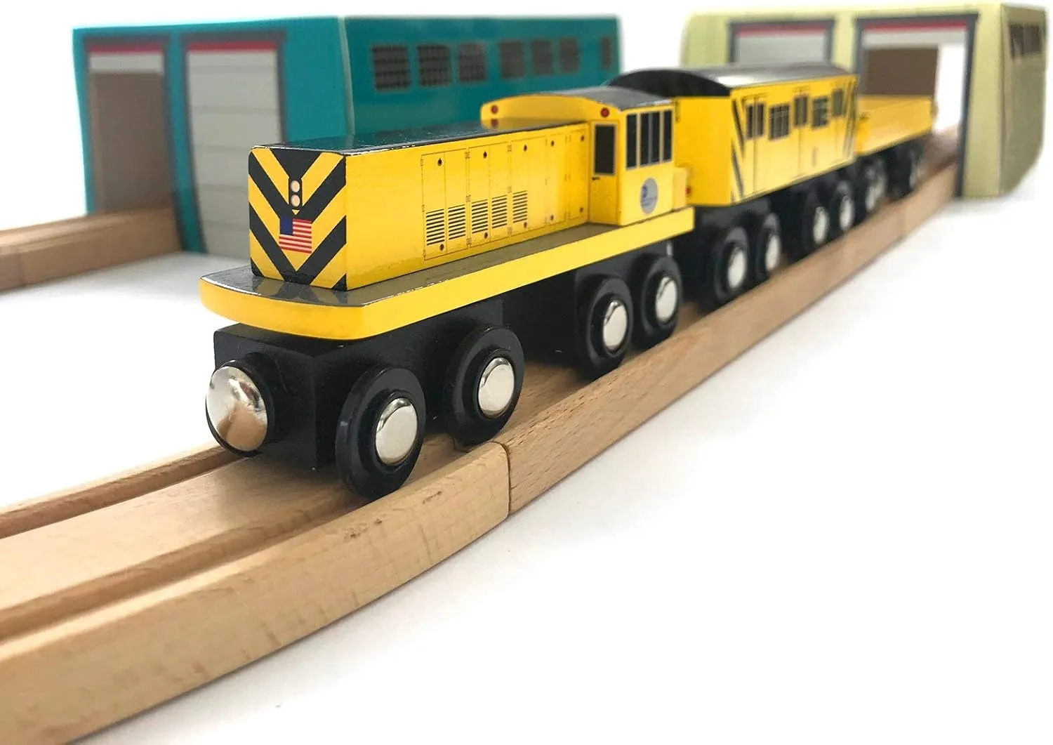 MUNI PALS Munipals New York City Subway Wooden Railway Work Train and Sheds Set–Child Safe and Tested Wood Toy Trains