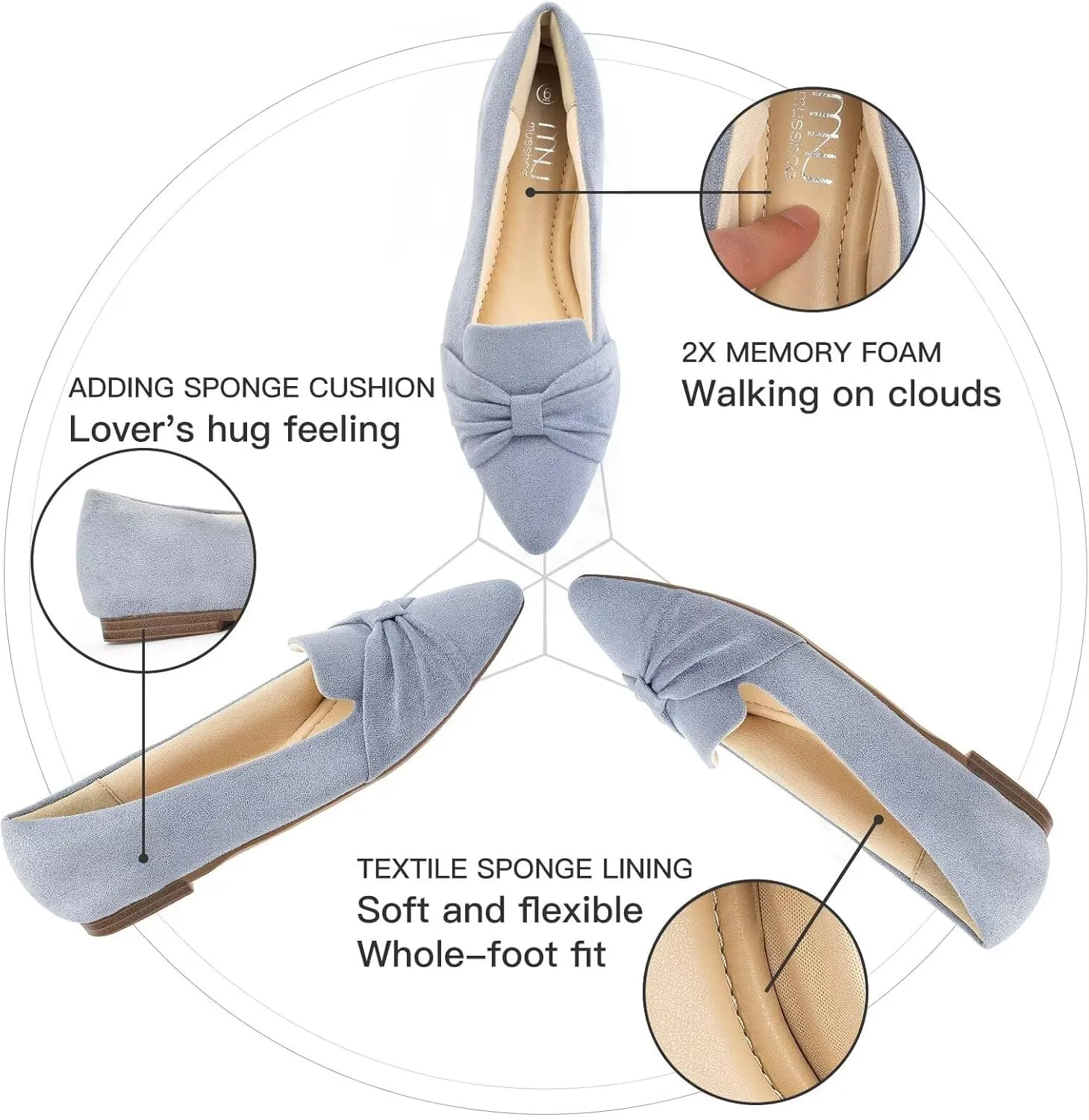 MUSSHOE Flat Shoes Women Comfortable Slip on Women's Flats Dress Shoes for Women