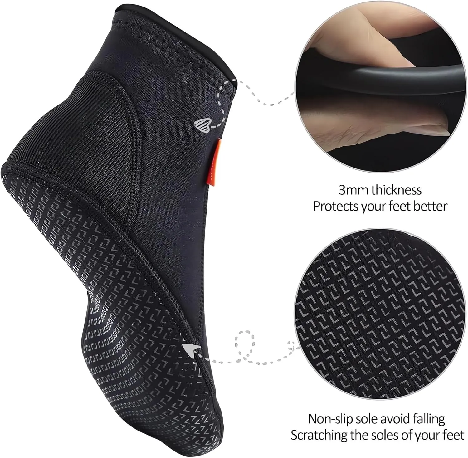 Neoprene Water Socks,3mm Diving Socks Anti-Slip Wetsuit Beach Booties for Outdoor Water Sports Diving Swimming