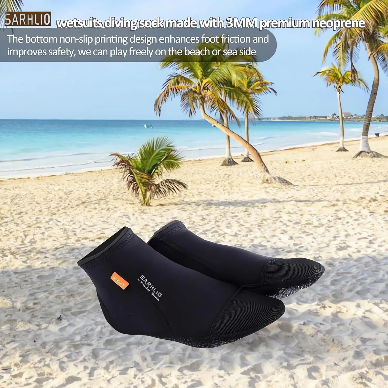 Neoprene Water Socks,3mm Diving Socks Anti-Slip Wetsuit Beach Booties for Outdoor Water Sports Diving Swimming