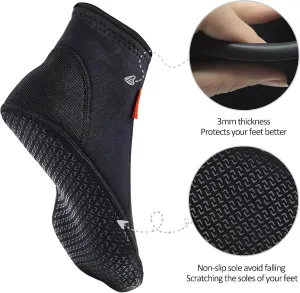 Neoprene Water Socks,3mm Diving Socks Anti-Slip Wetsuit Beach Booties for Outdoor Water Sports Diving Swimming