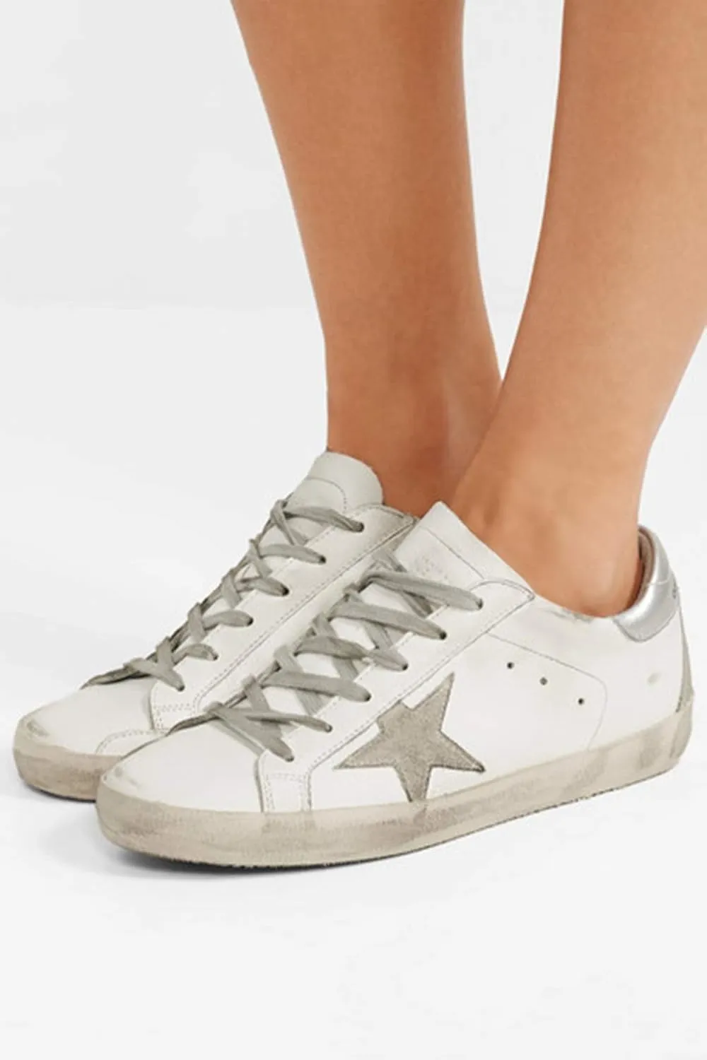 nesho Women's Trainers Sneakers Low Top Leather Casual Walking Shoes Slide