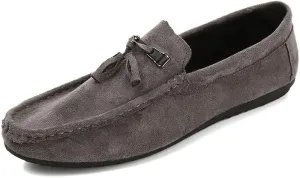 New Men's Loafers Shoes Round Toe Suede Vamp with Tassel Loafer Shoes Comfortable Flat Heel Slip Resistant Casual Classic Slip-ons