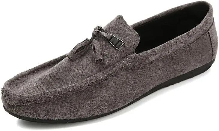 New Men's Loafers Shoes Round Toe Suede Vamp with Tassel Loafer Shoes Comfortable Flat Heel Slip Resistant Casual Classic Slip-ons