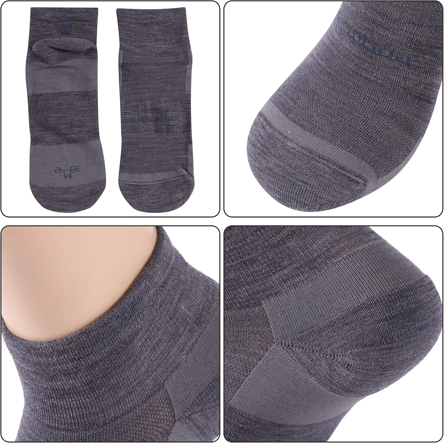 No Show Athletic Socks, ZEALWOOD Unisex Merino Wool Ultra-Light Running Tennis Golf Socks,1/3 Pairs