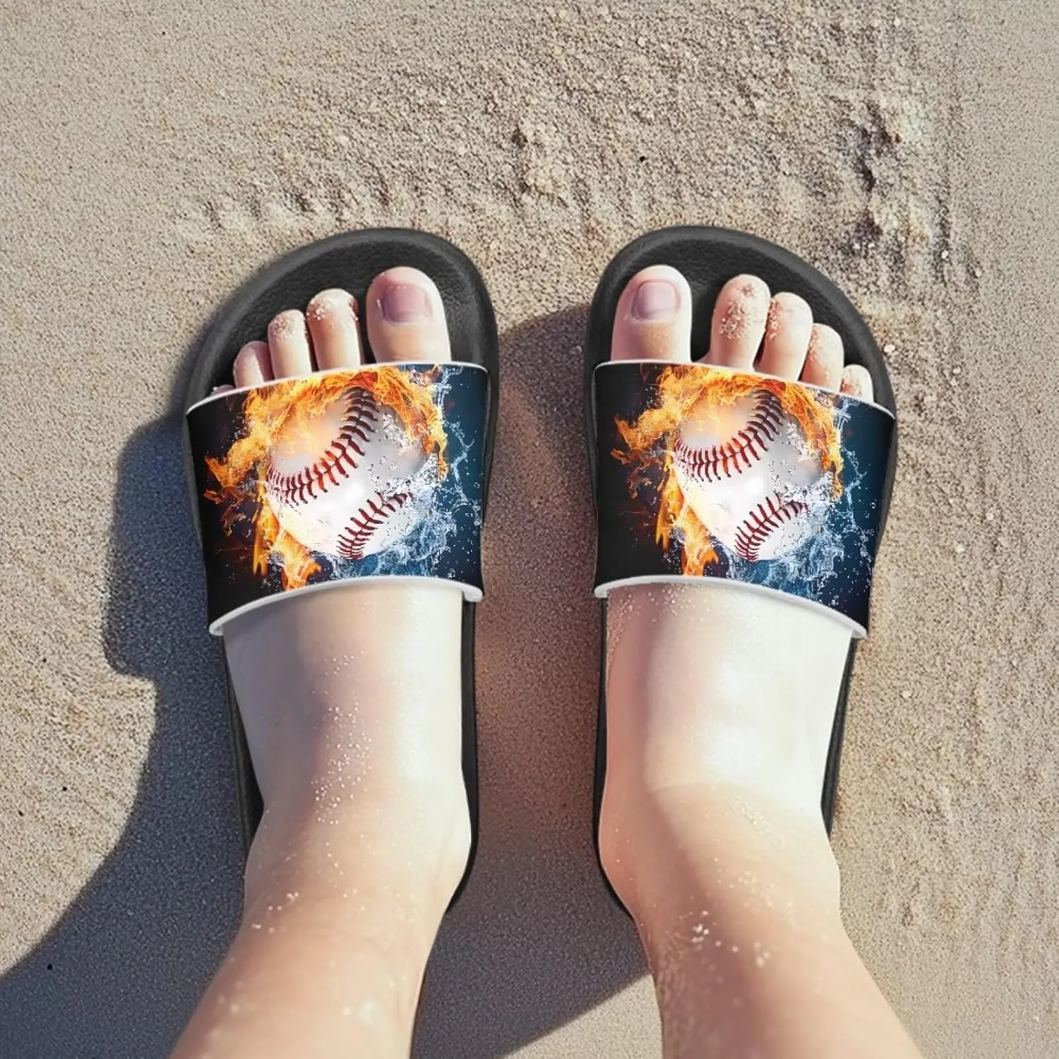Novelty Patten Kids Cloud Slides Sandals Sports Ball Indoor House Slippers Tractor Print Shower Shoes for Boys Girls Comfort Footbed Slipper Open Toe Outdoor Sandal