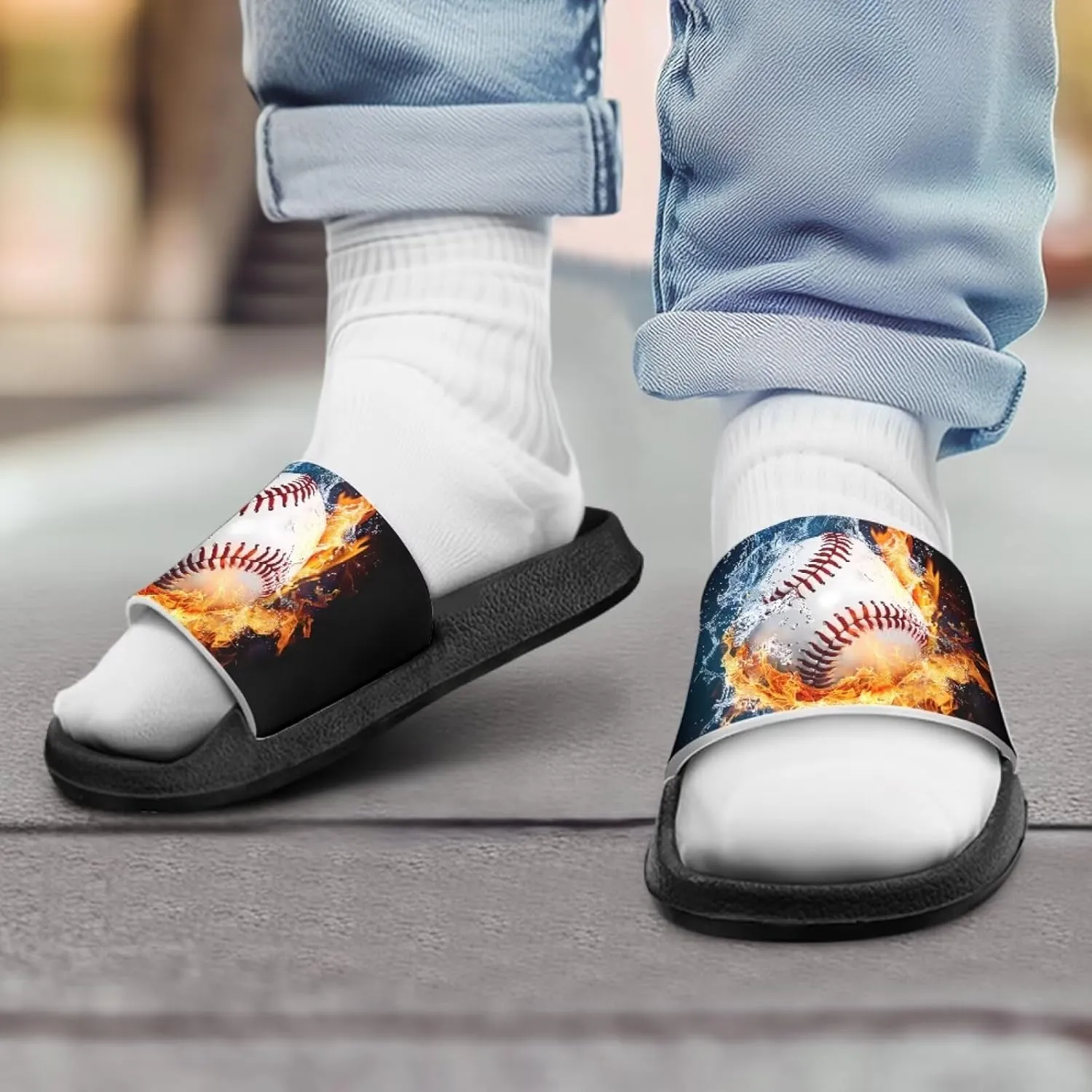 Novelty Patten Kids Cloud Slides Sandals Sports Ball Indoor House Slippers Tractor Print Shower Shoes for Boys Girls Comfort Footbed Slipper Open Toe Outdoor Sandal