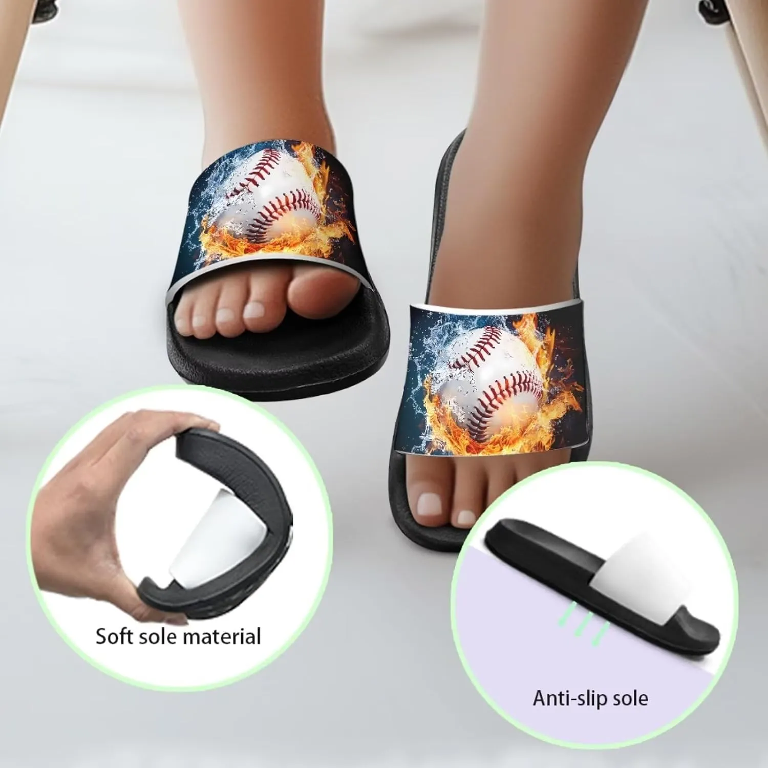 Novelty Patten Kids Cloud Slides Sandals Sports Ball Indoor House Slippers Tractor Print Shower Shoes for Boys Girls Comfort Footbed Slipper Open Toe Outdoor Sandal