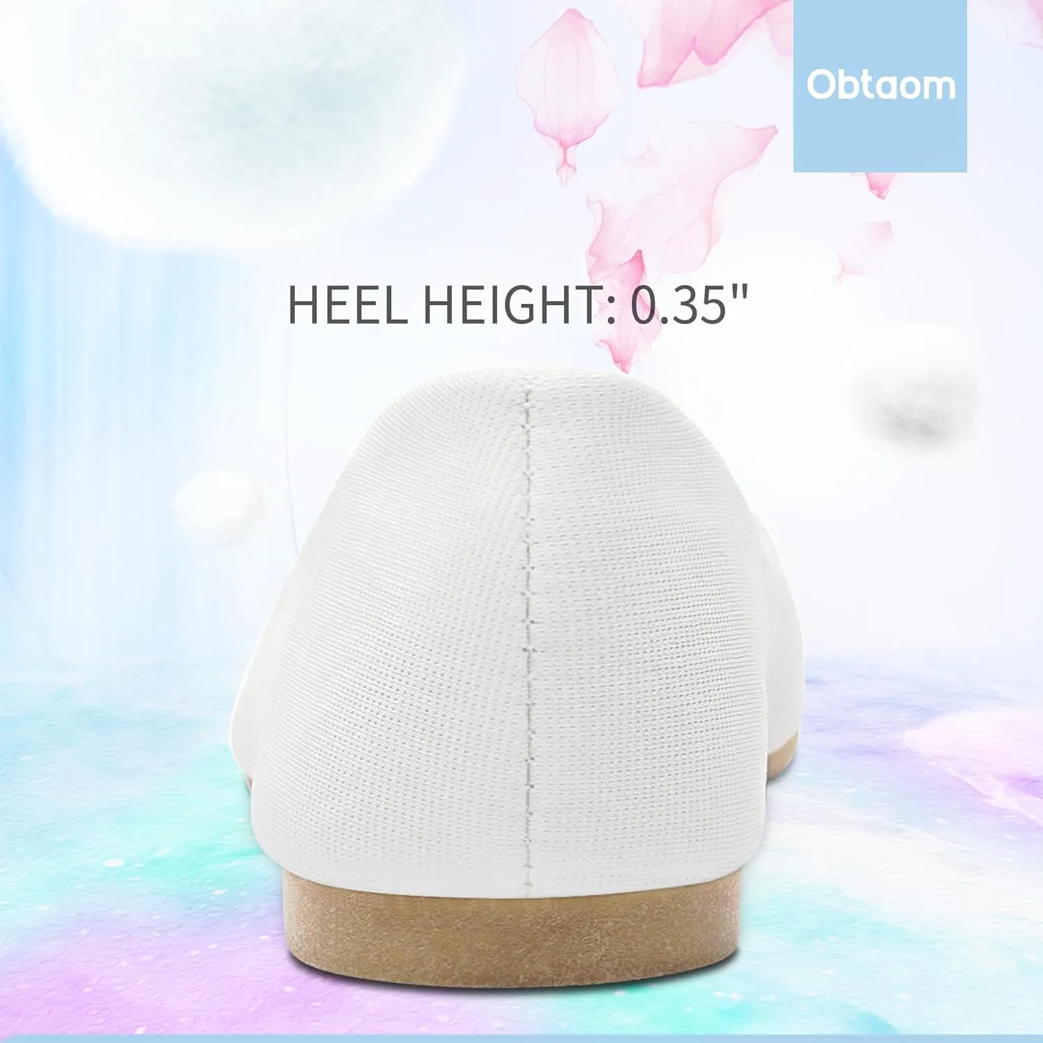 Obtaom Round Toe Women Flat Shoes Slip on Girls Dress Black Ballet Flats