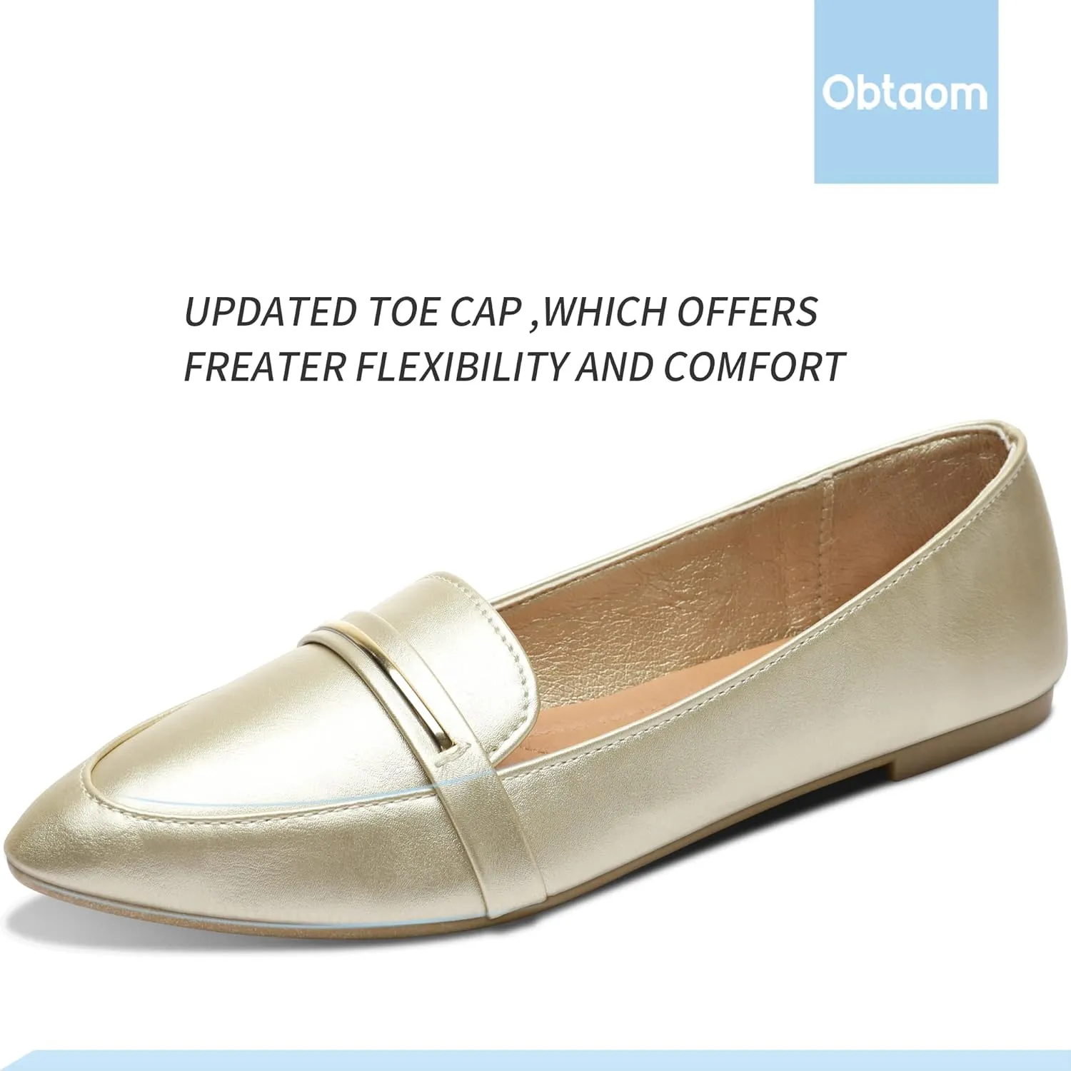 Obtaom Women's Pointy Toe Loafer Flat Comfortable Faux Suede Work Shoes,Cute Penny Loafer Slip On Ballet Flat