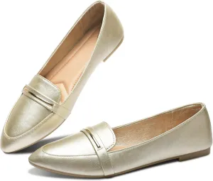 Obtaom Women's Pointy Toe Loafer Flat Comfortable Faux Suede Work Shoes,Cute Penny Loafer Slip On Ballet Flat