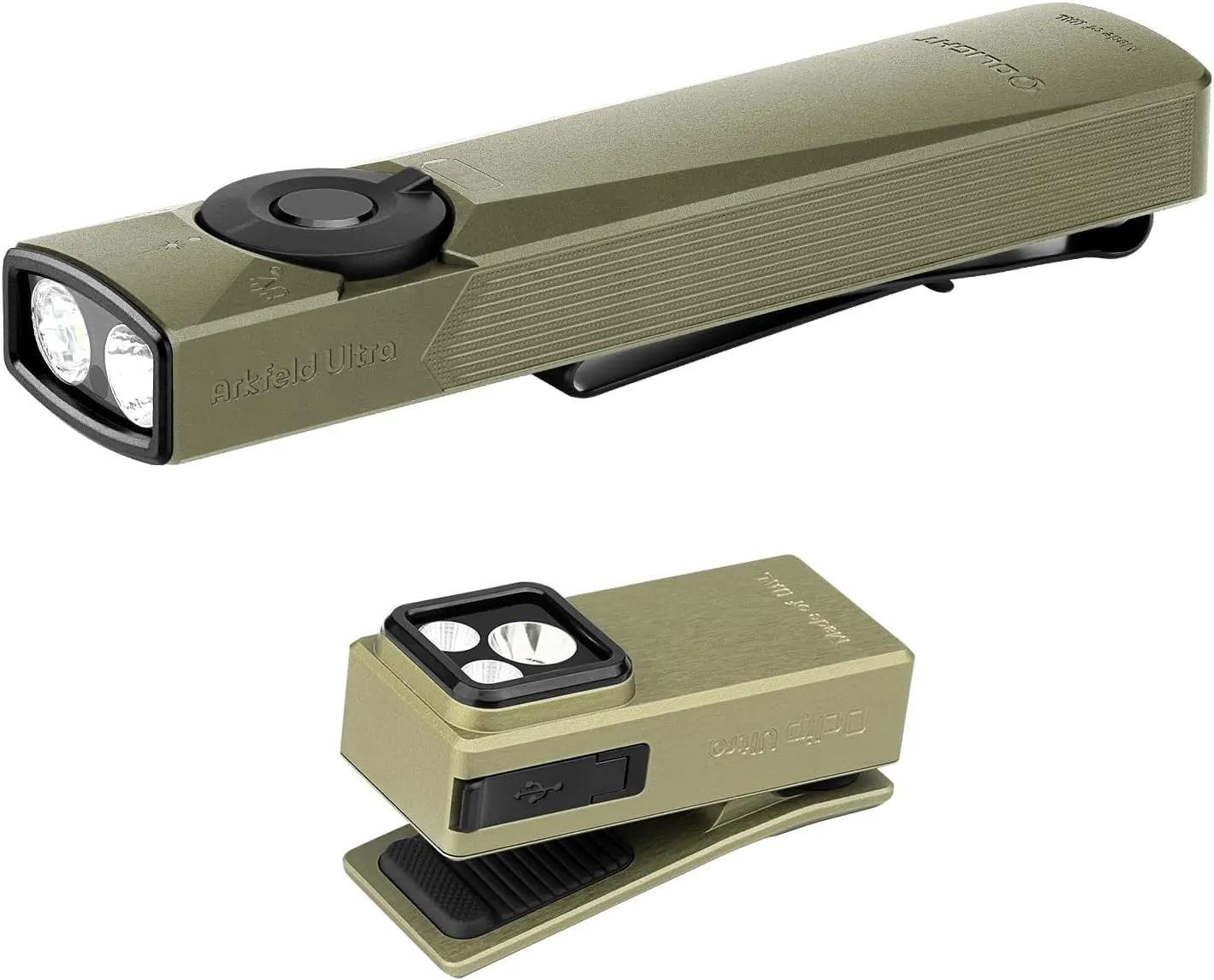 OLIGHT Arkfeld Ultra 1400 Lumens EDC Flat Flashlight Bundle Oclip Ultra EDC Flashlight Clip-on Light