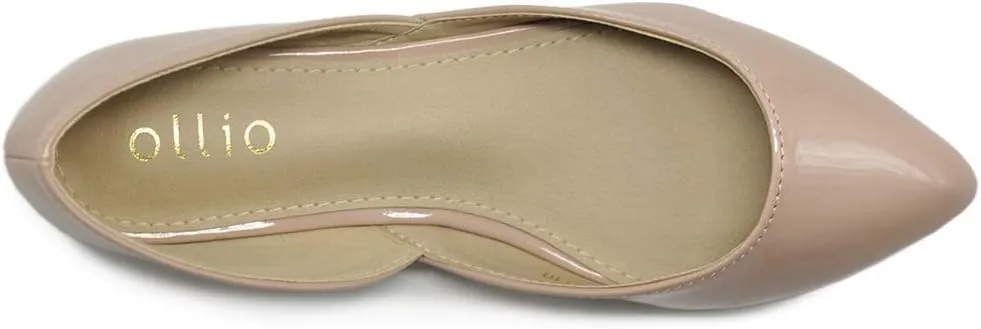 Ollio Women's Shoes Patent Slip On Comfort Light Pointed Toe Ballet Flats F110