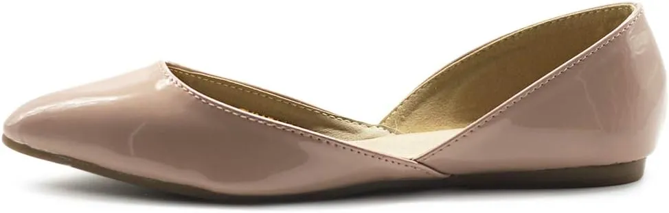 Ollio Women's Shoes Patent Slip On Comfort Light Pointed Toe Ballet Flats F110