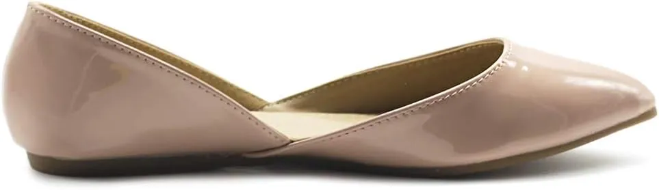 Ollio Women's Shoes Patent Slip On Comfort Light Pointed Toe Ballet Flats F110