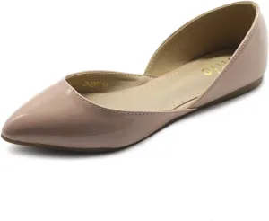 Ollio Women's Shoes Patent Slip On Comfort Light Pointed Toe Ballet Flats F110