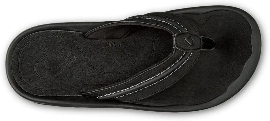 OLUKAI Hokua Men's Beach Sandals, Quick-Dry Flip-Flop Slides, Water Resistant & Wet Grip Rubber Soles, Compression Molded Footbed & Soft Comfort Fit