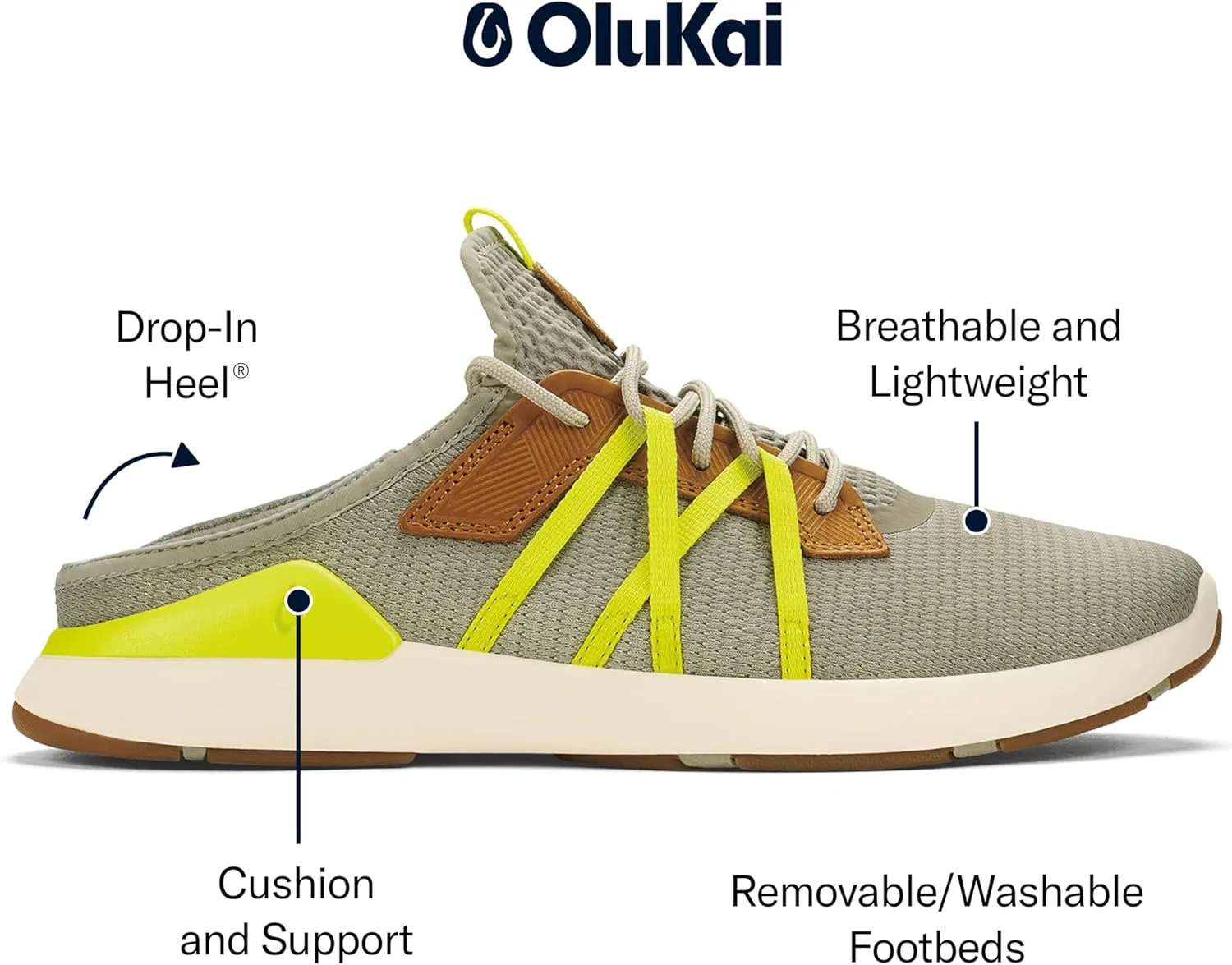 OLUKAI Mio Li Men's Everyday Athletic Shoes, Versatile & Casual Sneaker, Breathable & Comfortable Mesh, Cushioned Arch Support & Secure Fit