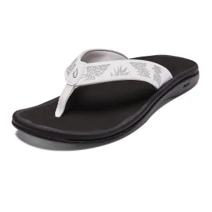 OLUKAI Ohana Women's Beach Sandals, Quick-Dry Flip-Flop Slides, Water Resistant, Wet Grip Soles & Compression Molded Footbed 12 Bright White/Hua