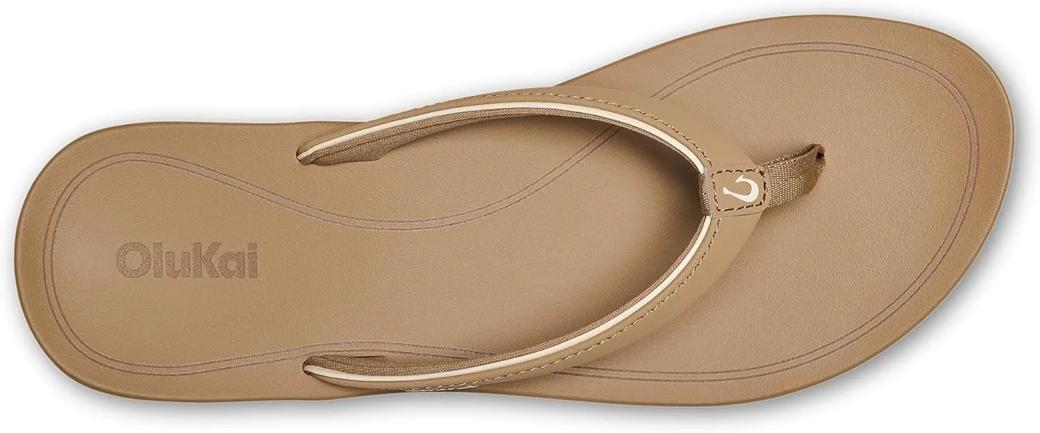 OLUKAI Uiki Women's Beach Sandal, Quick-Dry Flip-Flop Slides, Water Resistant, Wet Grip Soles & Compression Molded Footbed