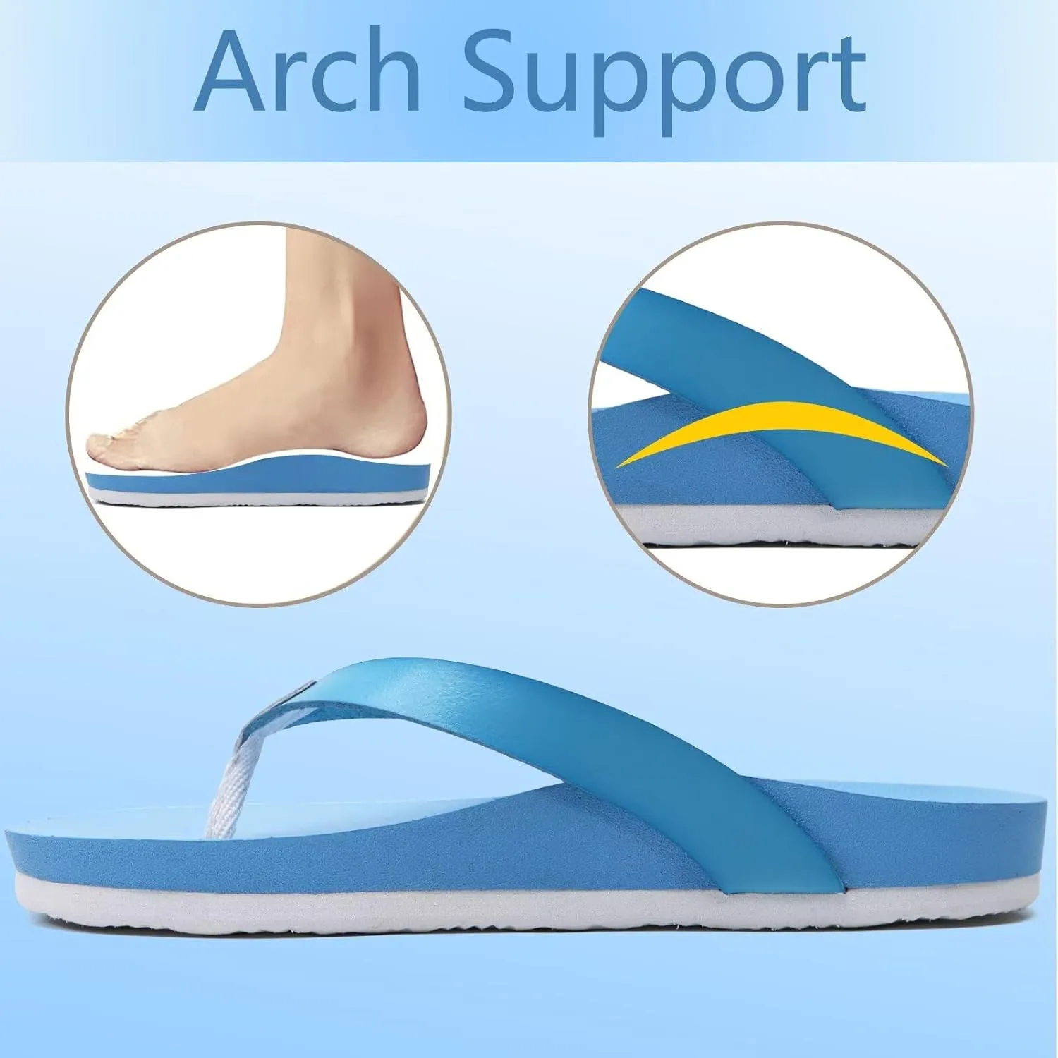 ONCAI Womens Flip Flops For Women Comfortable Leather Strap Yoga Mat Non-Slip Women's Thong Sandal Casual Summer Beach Slippers With Arch Support